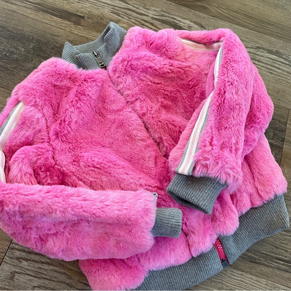 Rare Armani Junior pink designer faux fur jacket